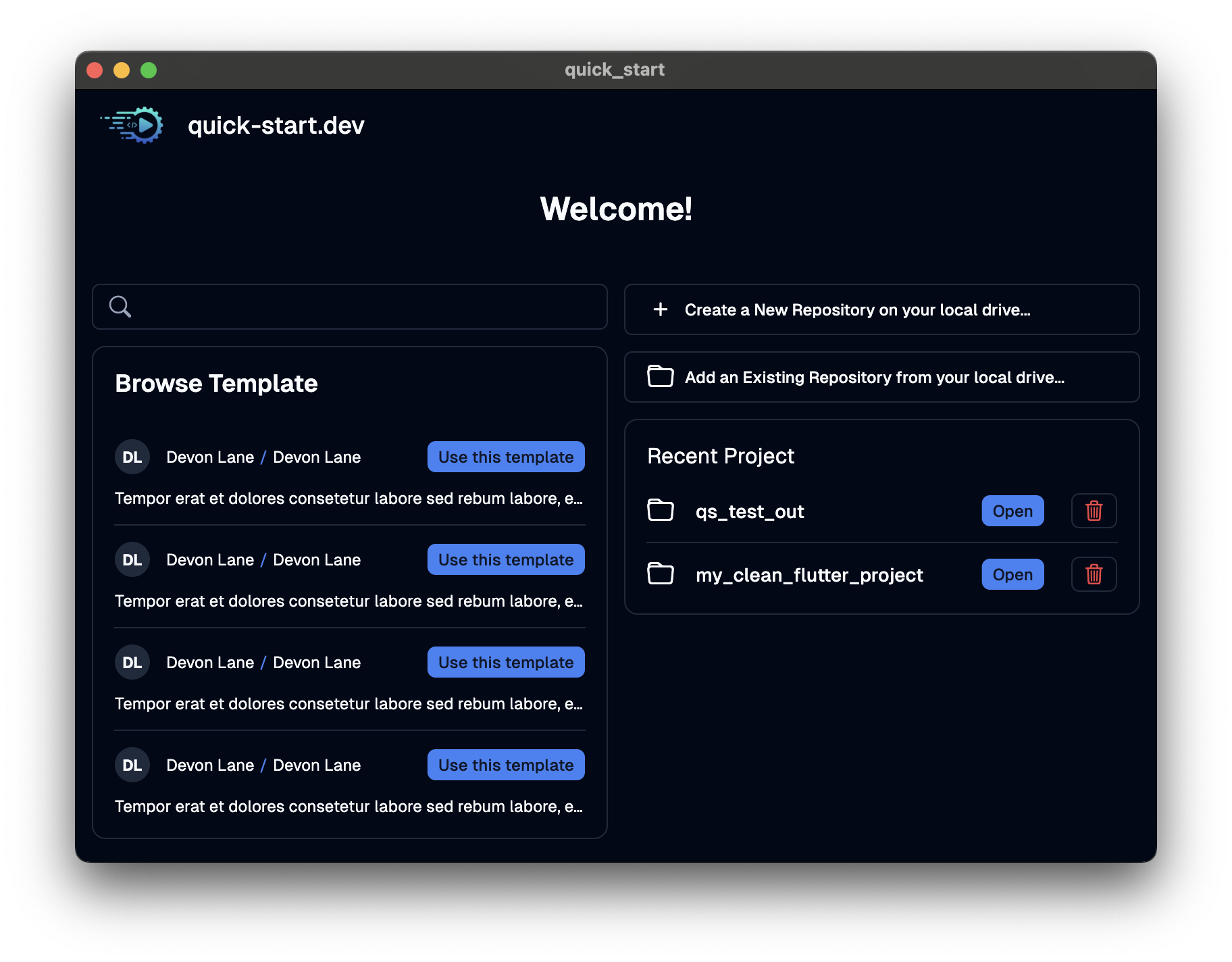 Welcome Screenshot